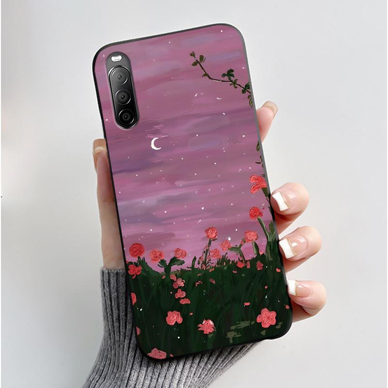 Fodral För Sony Xperia 10 II / 10 III Mobilskal Estetiskt Mode Söt Katt Astronaut Svart Silikon Mjuk Stötdämpande Baksidesskydd