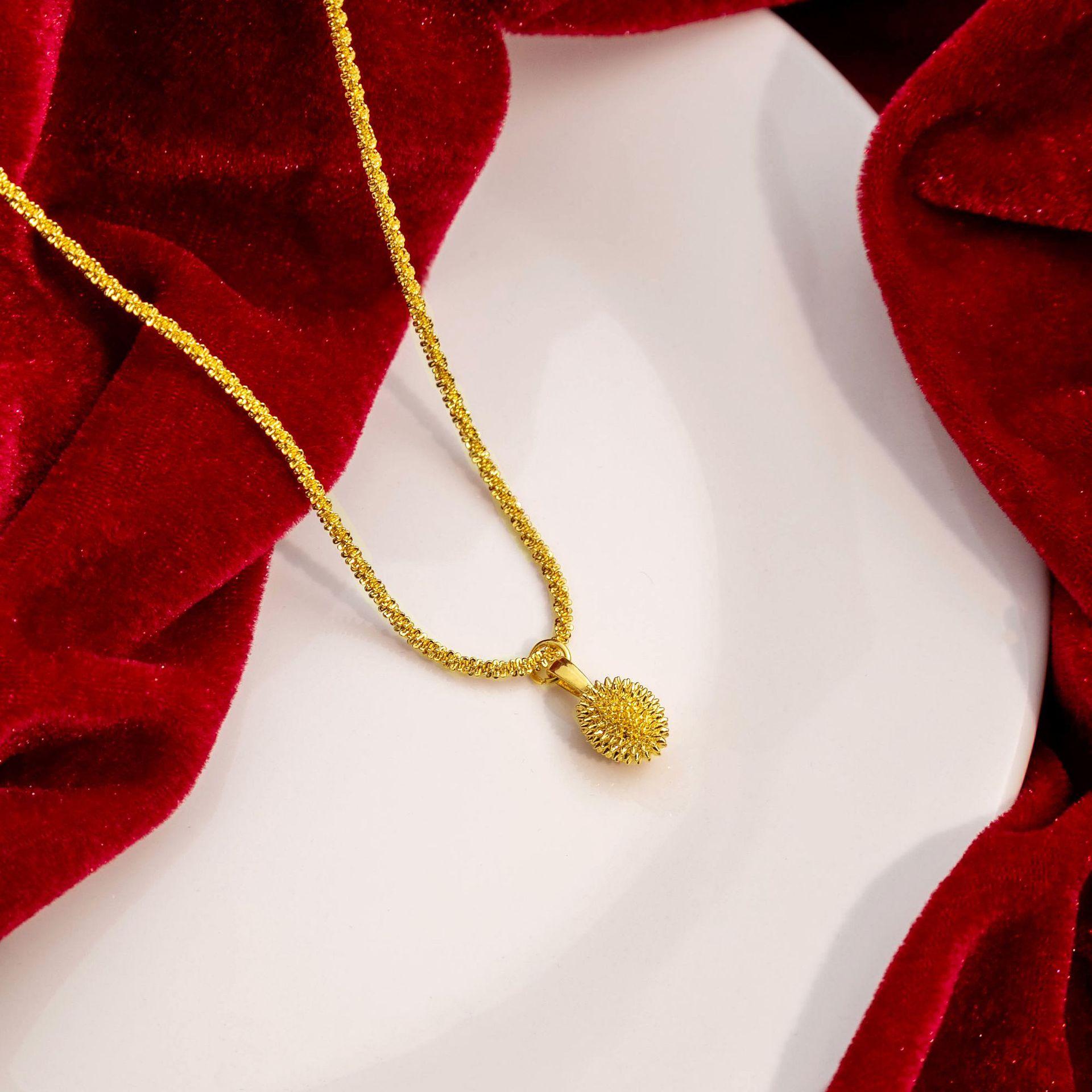 Vietnam Sand Gold Durian Pendant Necklace, Niche Fashion Geometric Oval Activity Gift Necklace Women
