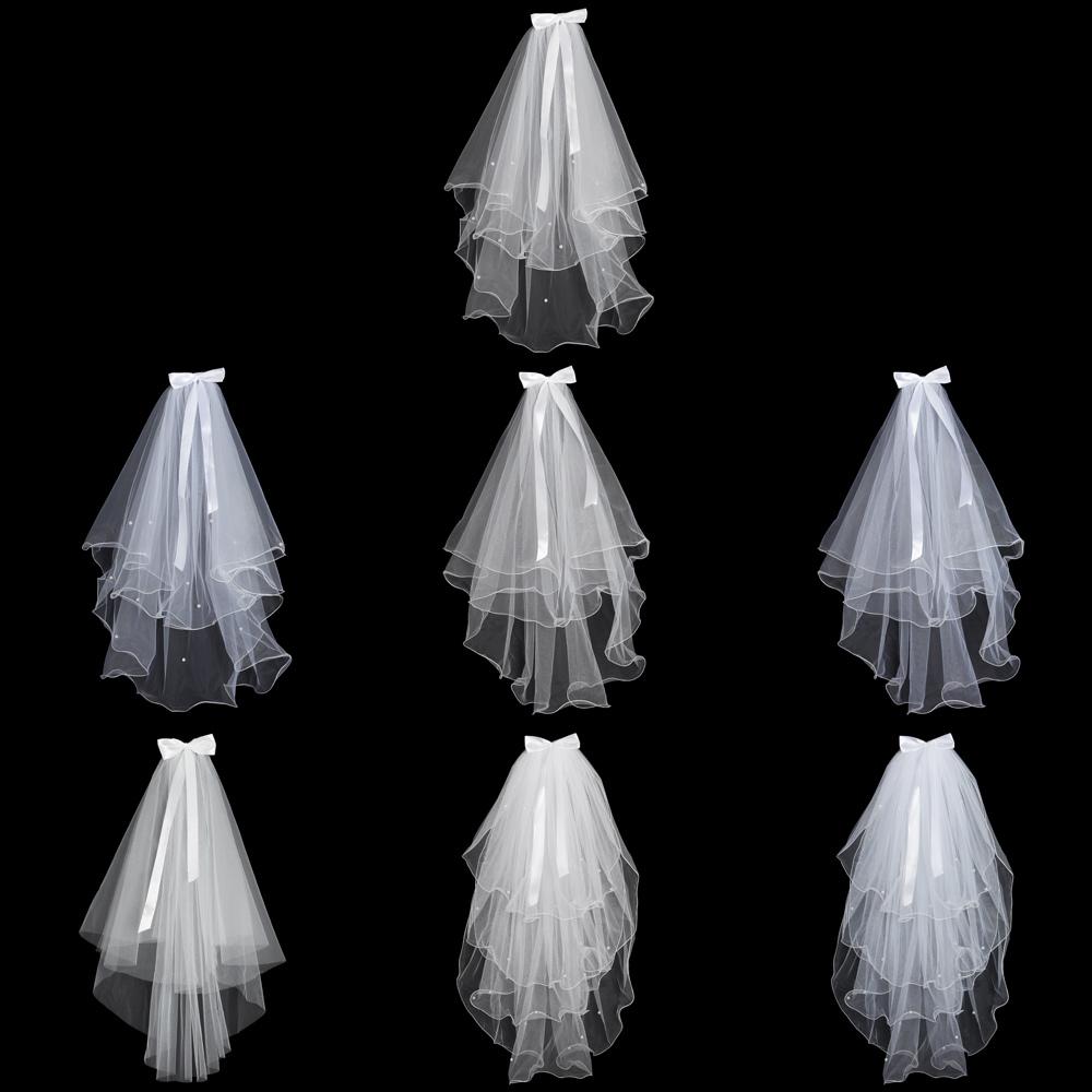 New Short Simple Two Layer Photo Veil Bridal Veil Wedding Veil Women's Tulle With Comb