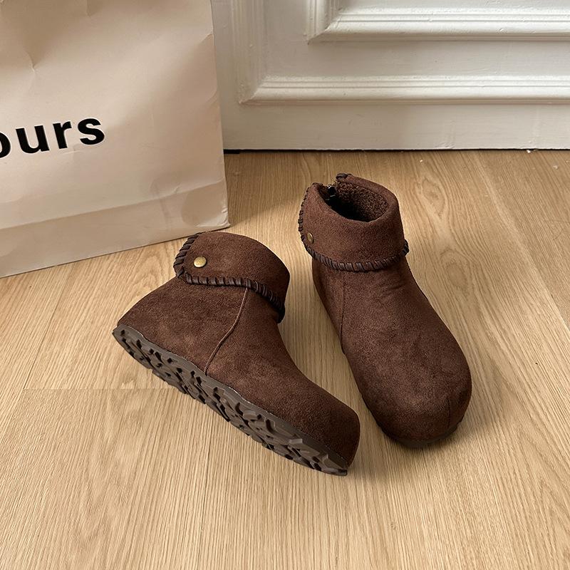 

Women s cold warm padded snow boots thick soles heightened non-slip wear-resistant outdoor leisure sports Martin cotton boots 40 темно-коричневого