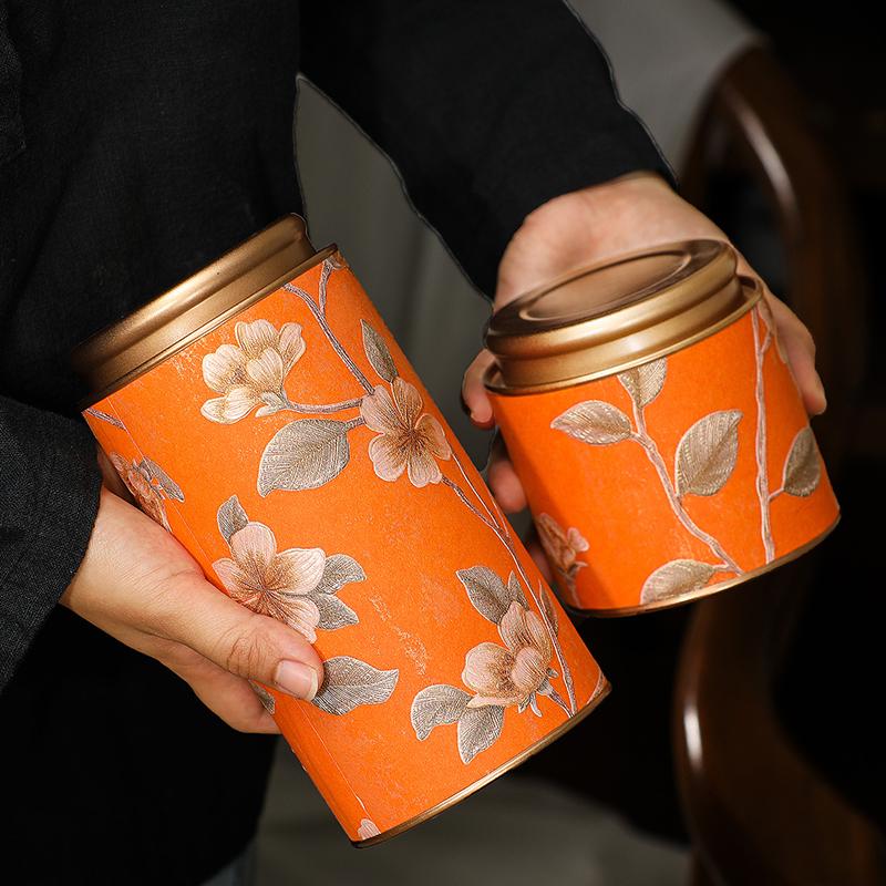 Flower Pattern Empty Tea Tin Can Household Green Black Tea Sealed Jar Portable Home Small Tea Packaging Box Tinplate Storage Can