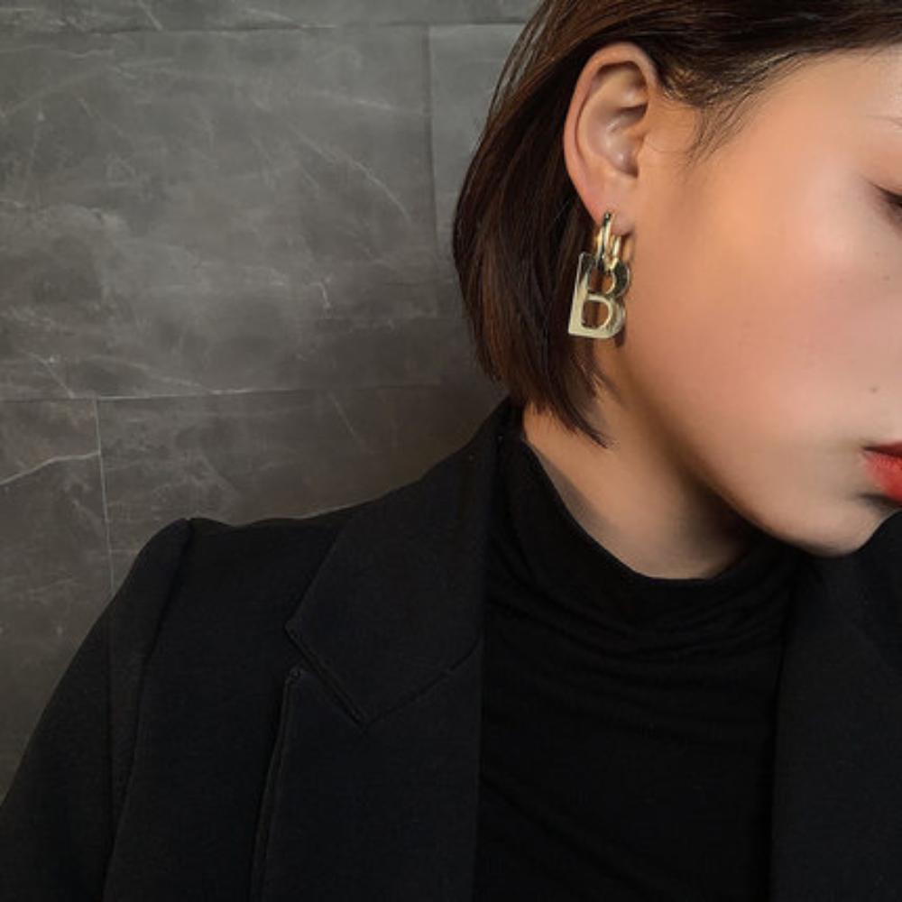 New Fashion Charm Letter B Drop Dangle Earrings for Women Personality Korean Minimalist Gold Hoop Earring Jewelry Gift