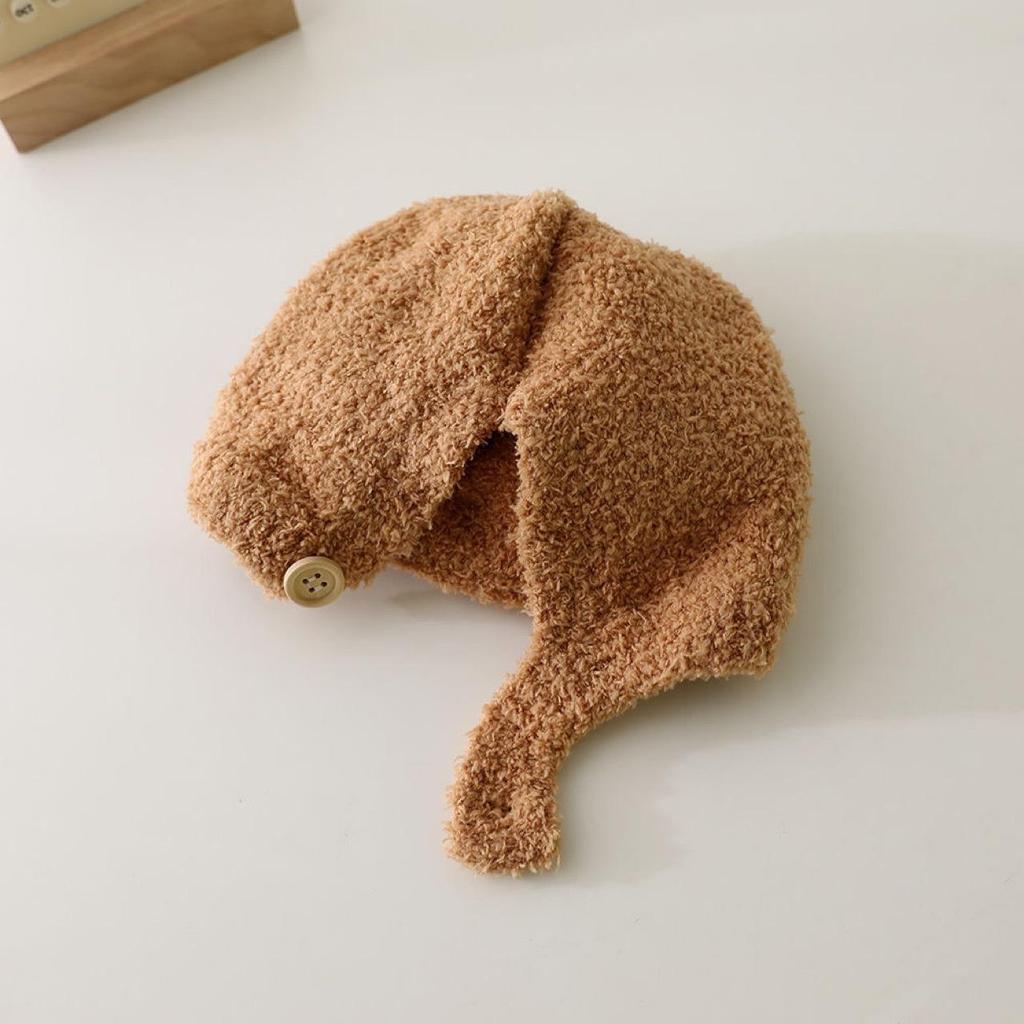 Cute Bear Baby Beanie Cap Autumn Winter Warm Infant Boys Girls Ear Protection Cap Cartoon Solid Color Toddler Hat Bonnet