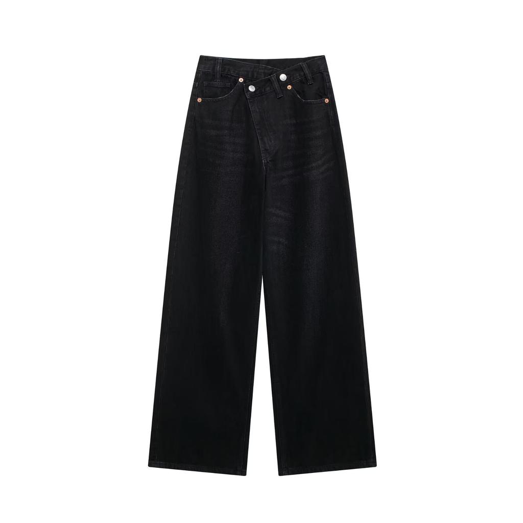 European and American style, new women's clothing, fashionable double-placket waistband, high waist and wide leg jeans 8197/232