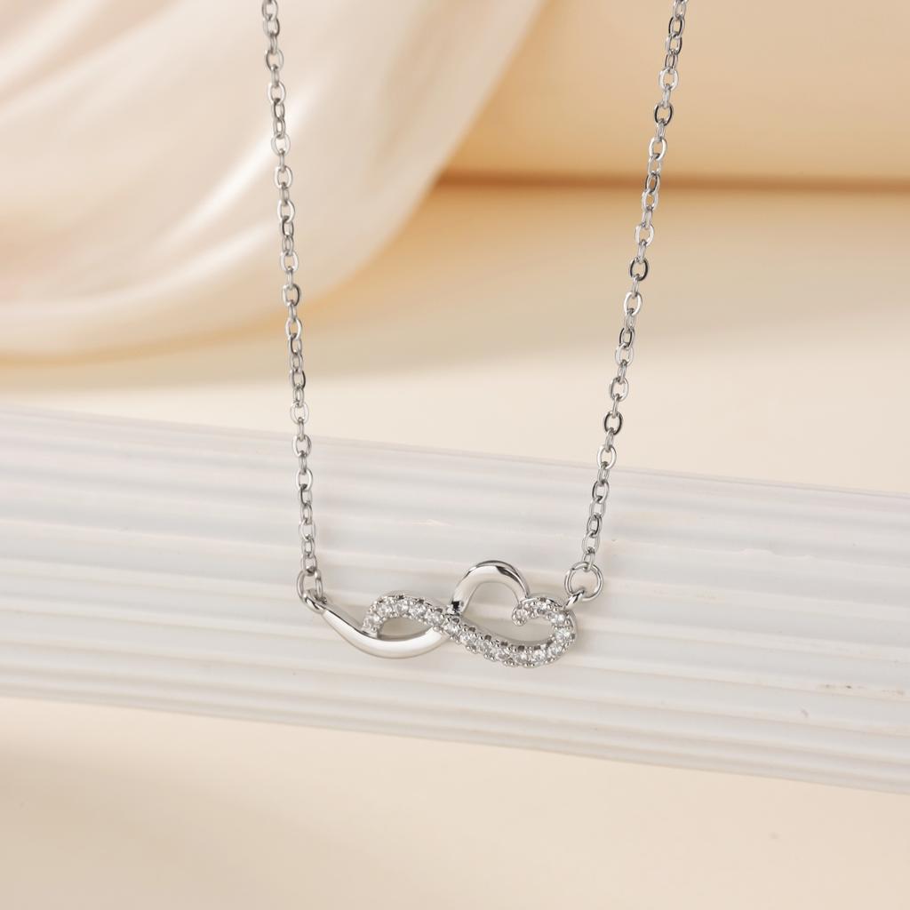 Bright Infinity Symbol Heart Stainless Steel Necklace for Women Mama 18K Gold-plated Anti Fading Necklaces Jewelry Accessories