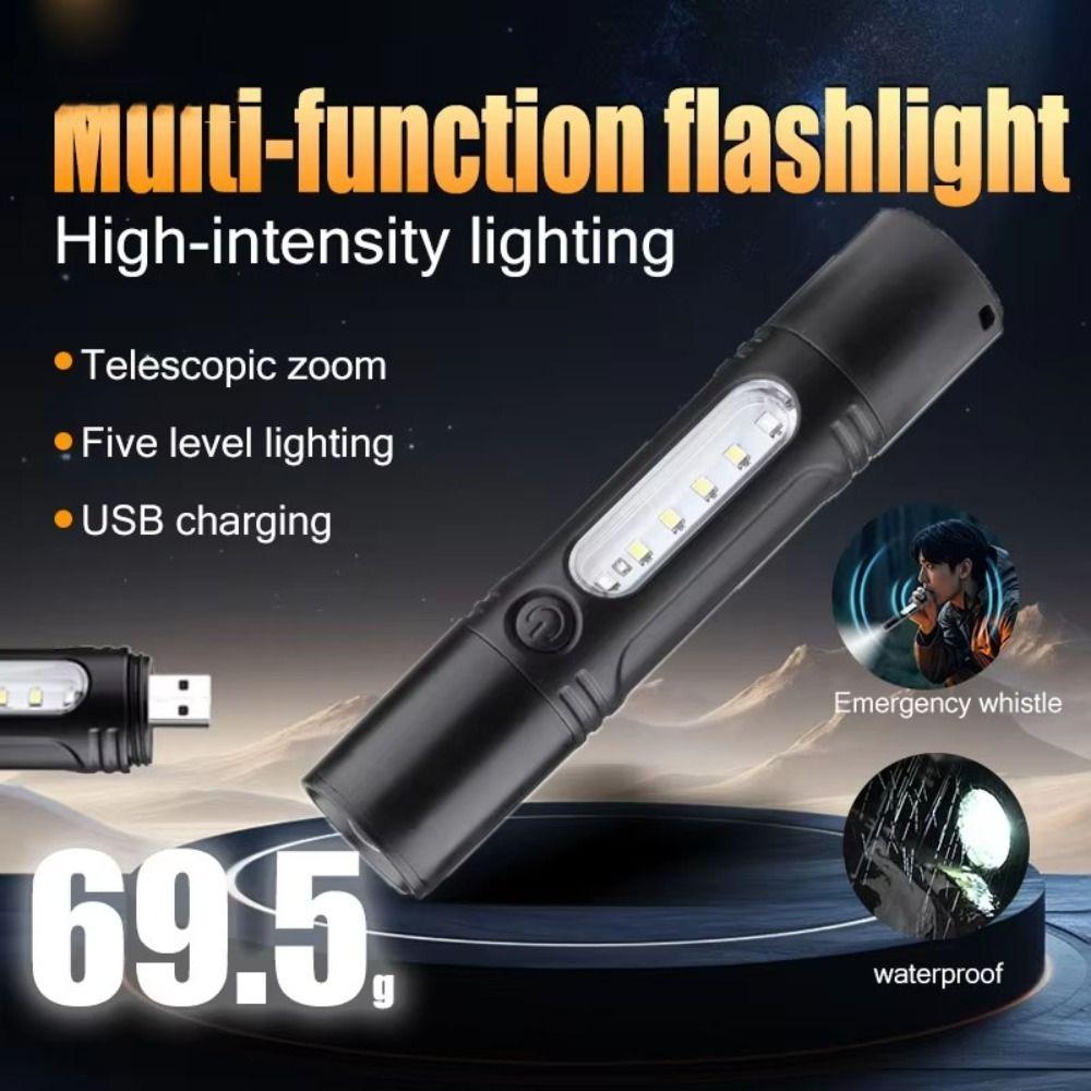 With Whistle LED Emergency Flashlight Small Portable Flashlight  Outdoor Survival