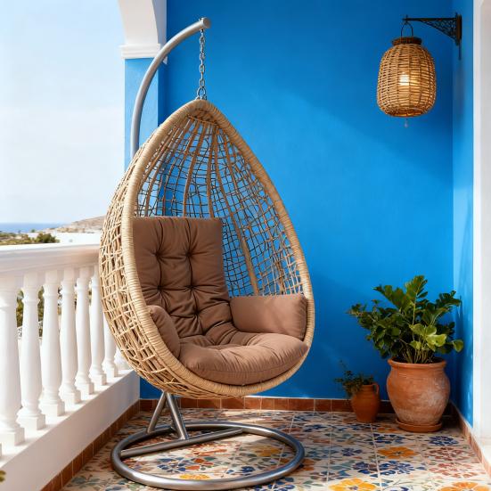 Wasserdichtes Eiersesselkissen Verdicken Patio Hängekorbsesselkissen Eiersesselkissen mit Armlehnen für Indoor Outdoor Korbschaukel