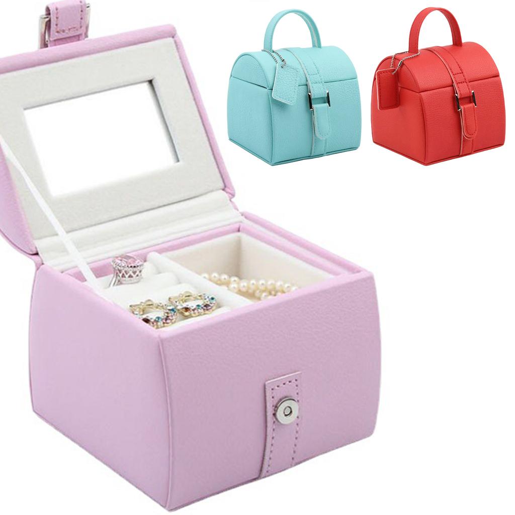 Multi Level Jewelry Keeper Leather Storage Box for Necklace and Earrings Jewellery Holder with Protective Soft Interior