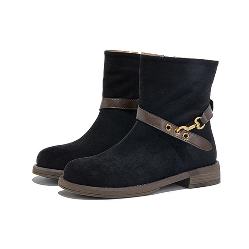 Mode 2025 Neue Damen Western Cowboy Stiefel Rutschfeste Runde Zehe Maillard Damenstiefel Große Größe Stiefeletten und Kurze Stiefel weiblich