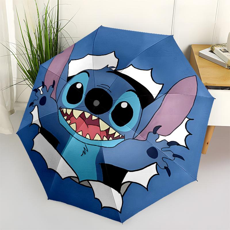 

Stitch, Alien Automatic Opening and Closing Umbrella - 8 Ribs Portable Folding Umbrella with Plastic Handle, Suitable for Leisure and Hallow
