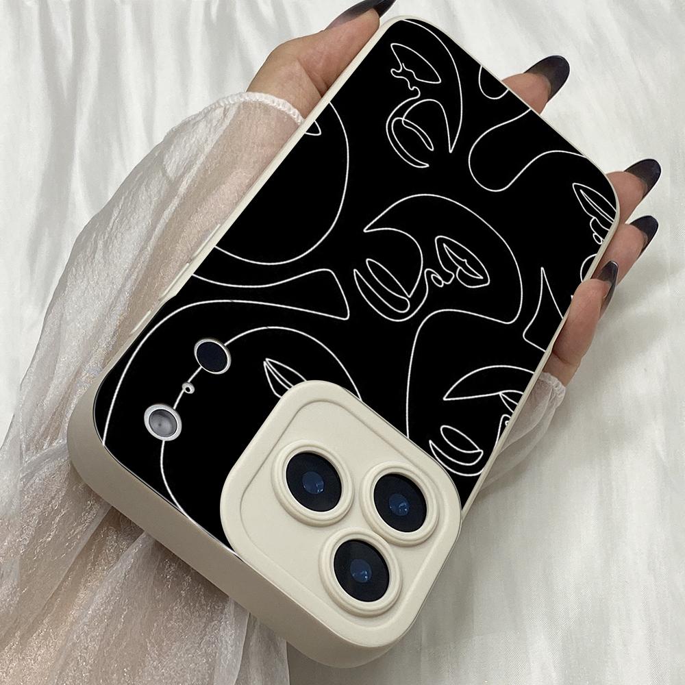 M541 Abstract Line Face Art Angel Eyes Soft Phone Case for iPhone Samsung Galaxy Xiaomi Rdemi Huawei Honor Infinix Realme OPPO Vivo All Model TPU Case