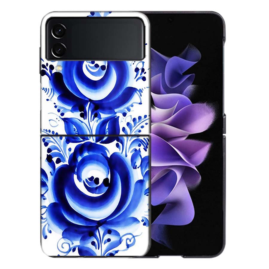

Blue white Porcelain Pattern Coque For Samsung Z Flip7 6 Galaxy Case Shockproof Z Flip5 Z Flip3 4 5G Hard Cover Phone TPU PC Ha Galaxy Z Flip 7 5G
