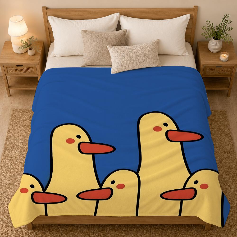 Duck Animal Wall Art Throw 240G Flannel Blanket, Suitable For Sofas, Beds, Offices, Exquisite Gift Blankets