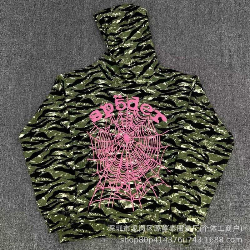 Sp1der Rapper YoungThug Same Foam Letter 555555 Couple Hoodie Pink Sweatshirt