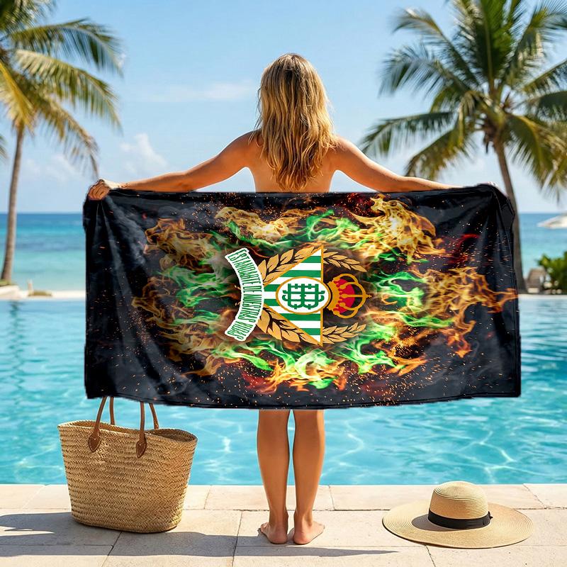 Real Betis Football Beach Towel Soft Microfiber Summer Towel Quick Dry Absorbent Towel for Beach Swimming Pool Travel