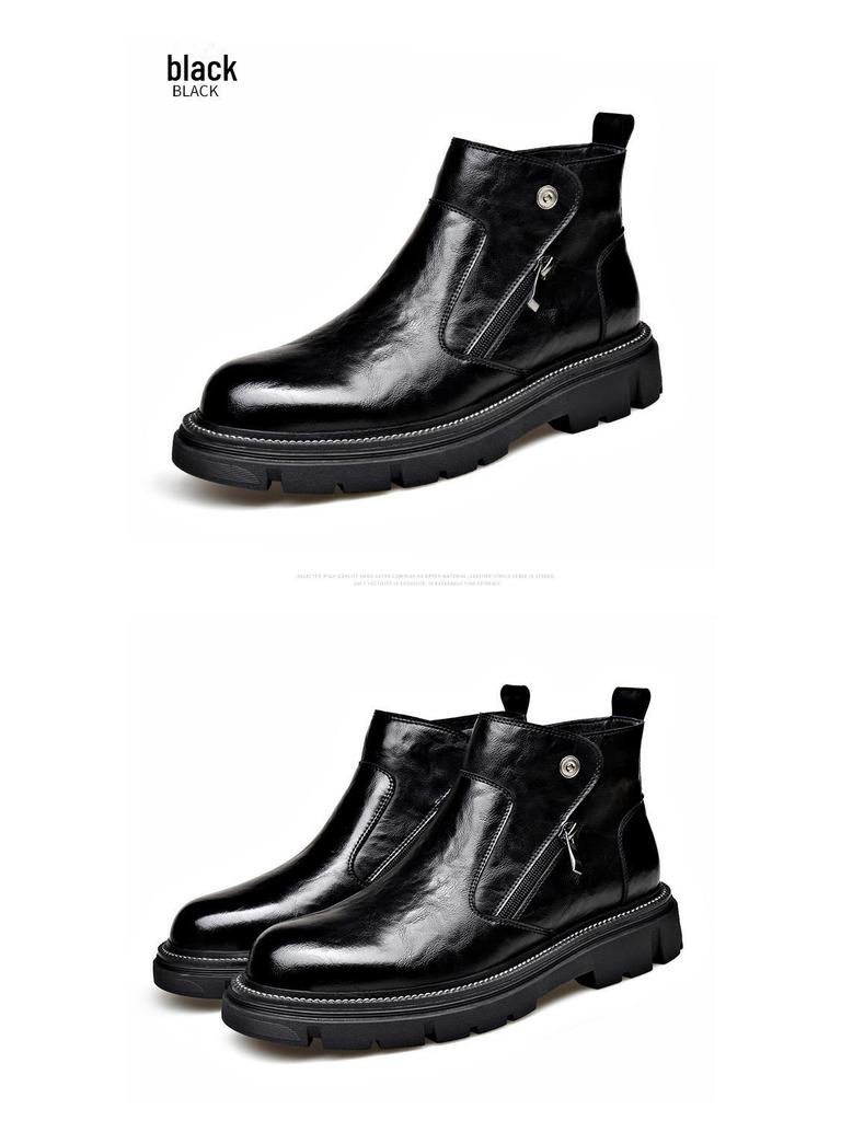 2024 Nové pánské polobotky Chelsea - Britský styl, boční zip, všestranné, sametová podšívka.