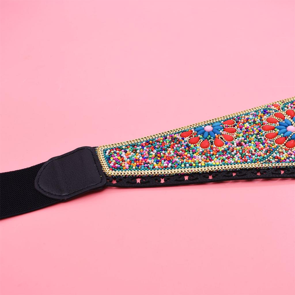 Bohemian Multicolor Beaded Belt Handwoven Adjustable Waistband For Women Ethnic Style Festival Accessory