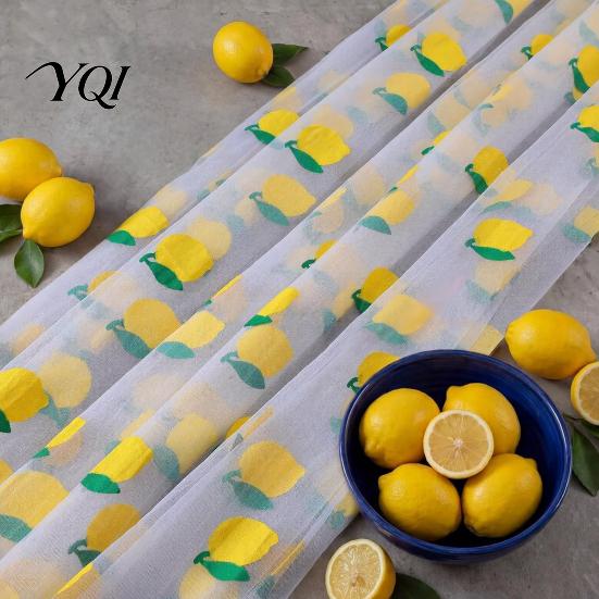 Elegant Event Table Liners Sheer Tulle Runner, Strawberry Cherry Lemon Pattern, Summer Seasonal Fruit Runner Overlay, for Birthday Party Wedding Decor