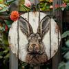 Vintage Brown Rabbit Round Metal Sign 7.87 Inch Funny Country Wall Decor Bedroom Living Room