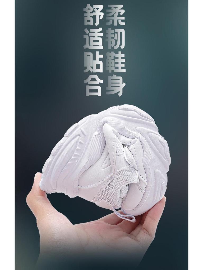 Kids' Spring Sports Shoes: Non-Slip Soft Sole Running Sneakers, White Leather, Casual Fashion for Boys & Girls