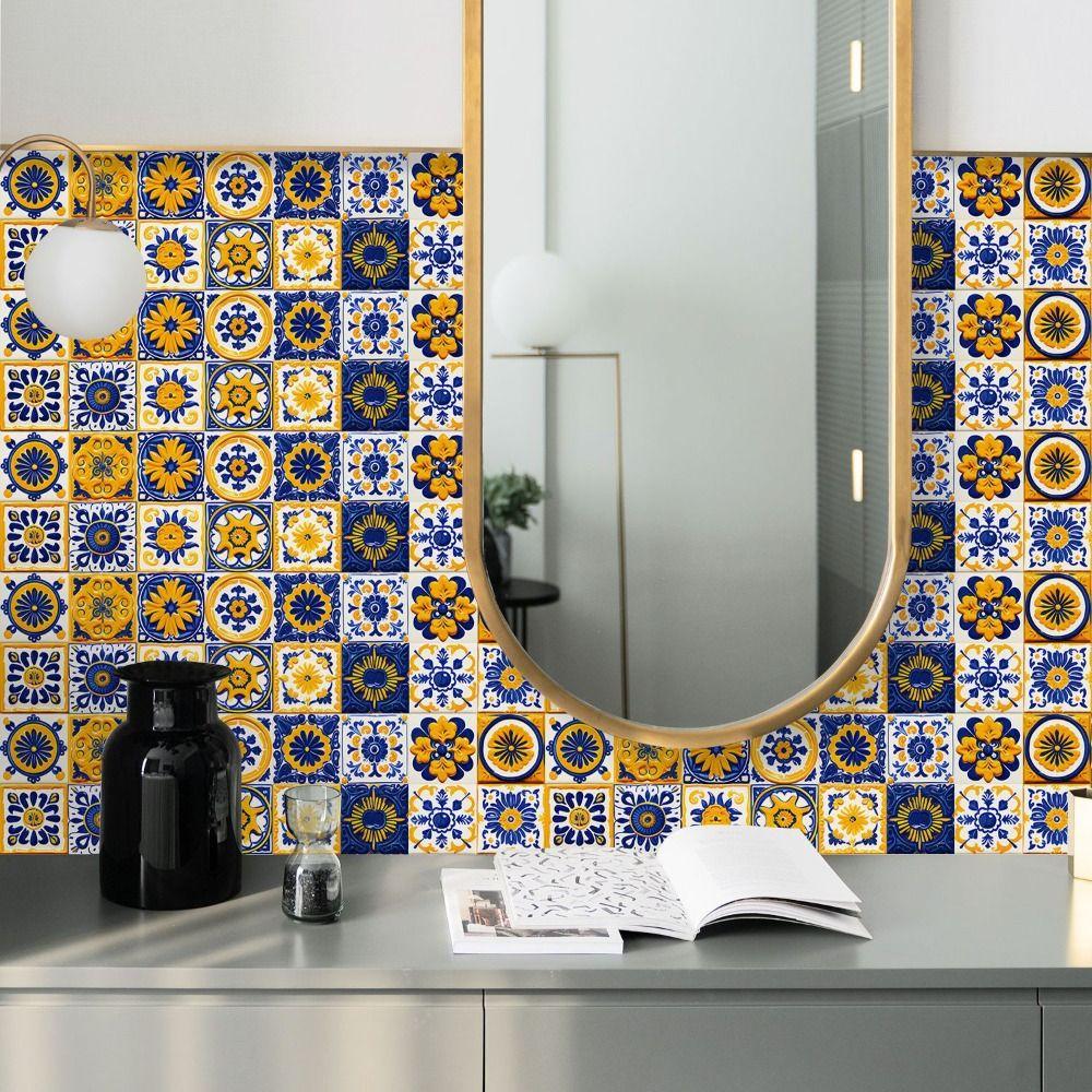 European Style Ceramic Wall Stickers Self-Adhesive Waterproof Peel and Stick Tile Easy Install Peel & Stick