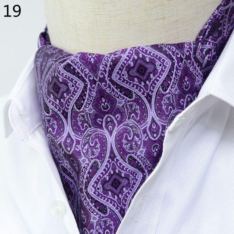 Luxury Men's Ascot Ties Vintage Paisley Cravat Self Tied British style Gentleman Polyester Silk Neck Tie Wedding FormaParty