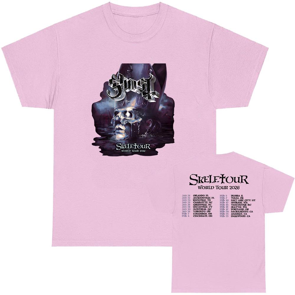 Ghost Skeletour World Tour 2026 T-Shirts Nordamerikanische Rockband Street T-Shirt Baumwolle Kurzarm Locker Männliche T-Shirts Grafik Tops