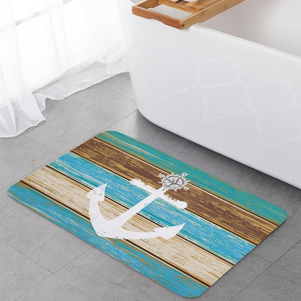 Nautical Decor Carpet Anchor Decor Living Room Rugs Kids Room Decor Sea Adventure Accent Rug Summer Holiday Indoor Floor Mat