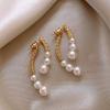 New European and American Four Seasons Fashion Light Luxury Copper Imitation Pearl Zircon Earrings for Women's Banquet Jewelry