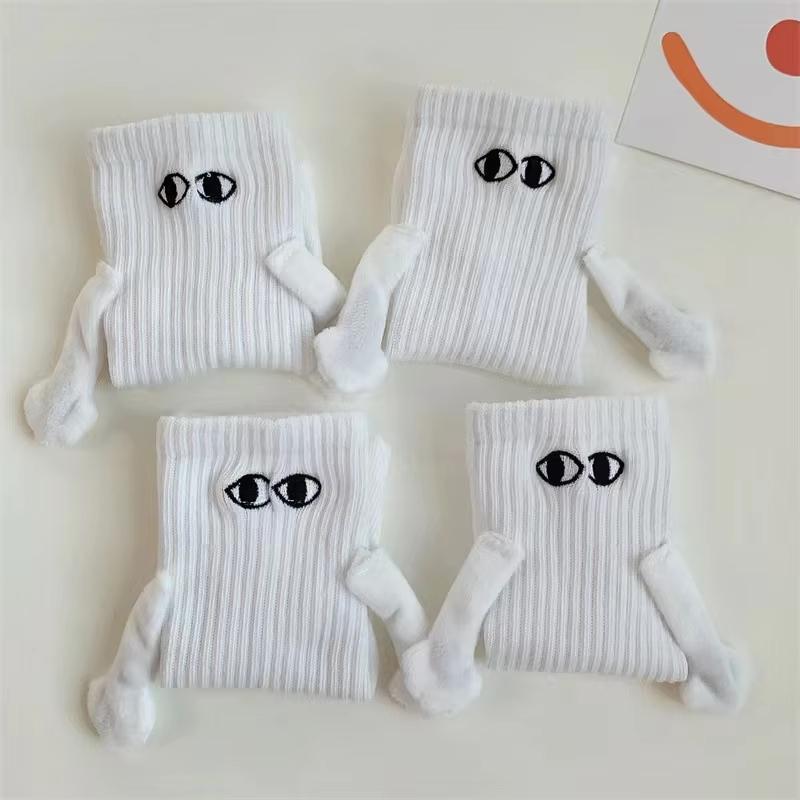 1 Pair Holding Hands Socks Funny Magnetic Suction 3D Doll Couple Socks Cute Holding Hand Socks Funny Gift Unisex Couple Socks