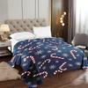 Christmas Candy Cane Snowflakes Print Throw Blanket - Festive Holiday Pattern Soft Lightweight Accent for Sofa Bed Travel