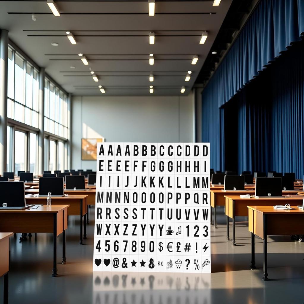 A Set 104Pcs Black Cinematic Lightbox Replacement Letters and Numbers Signs for A4 Light Up Letter Box Sign Message Board, Classrooms,Presentation