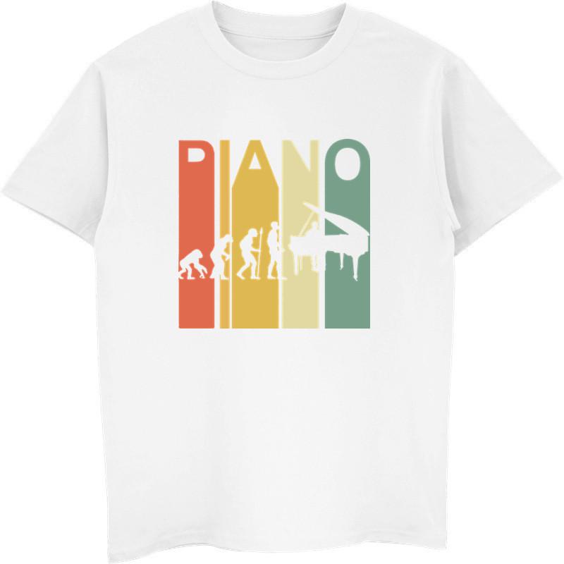 Vintage Retro Evolution Of Piano TShirt Unisex ONeck Short Sleeve Cotton T Shirt Hip Hop Tees Tops Harajuku Streetwear