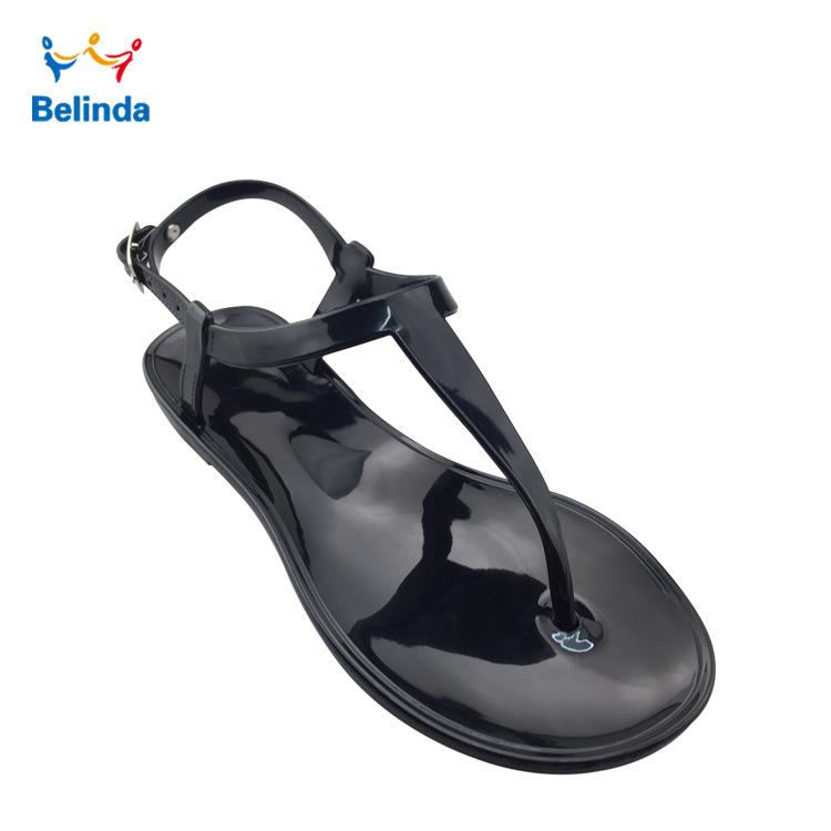 Fashion Women'S Pvc Flat Sandals Summer Jelly Slippers T-Band Design