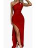 2026wish European & American Summer One-Shoulder Satin Dress: Stylish, Sexy, and Slim Fit with a Slit