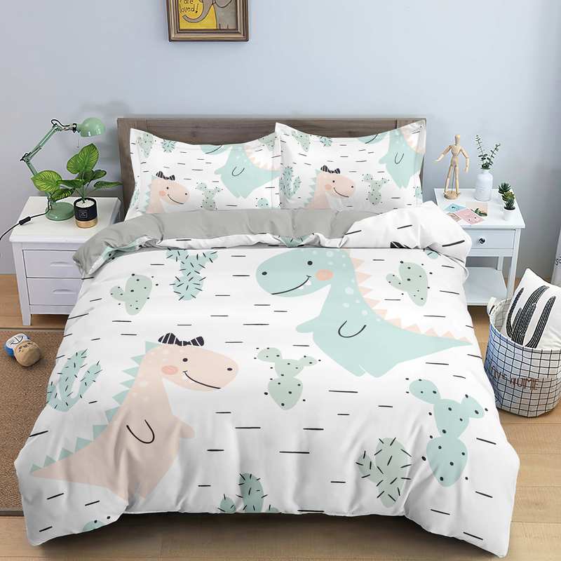 Comforter Cartoon Dinosaur Animal Bedding Set 3D Print Comforter For Kids Girl Boy Bedroom Double Single Size
