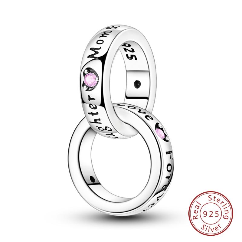 Mother'S Day Copper Pink Heart Shape Embrace Mom Charms Pendants Fit Qikaola Original Bracelet Diy Jewelry Gift