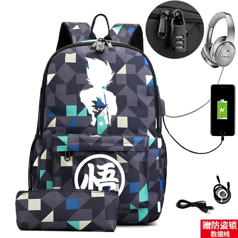 Animation Peripheral Cool Trend Schoolbag Multi-Function Usb Large Capacity Backpack Student Pencil Case Set