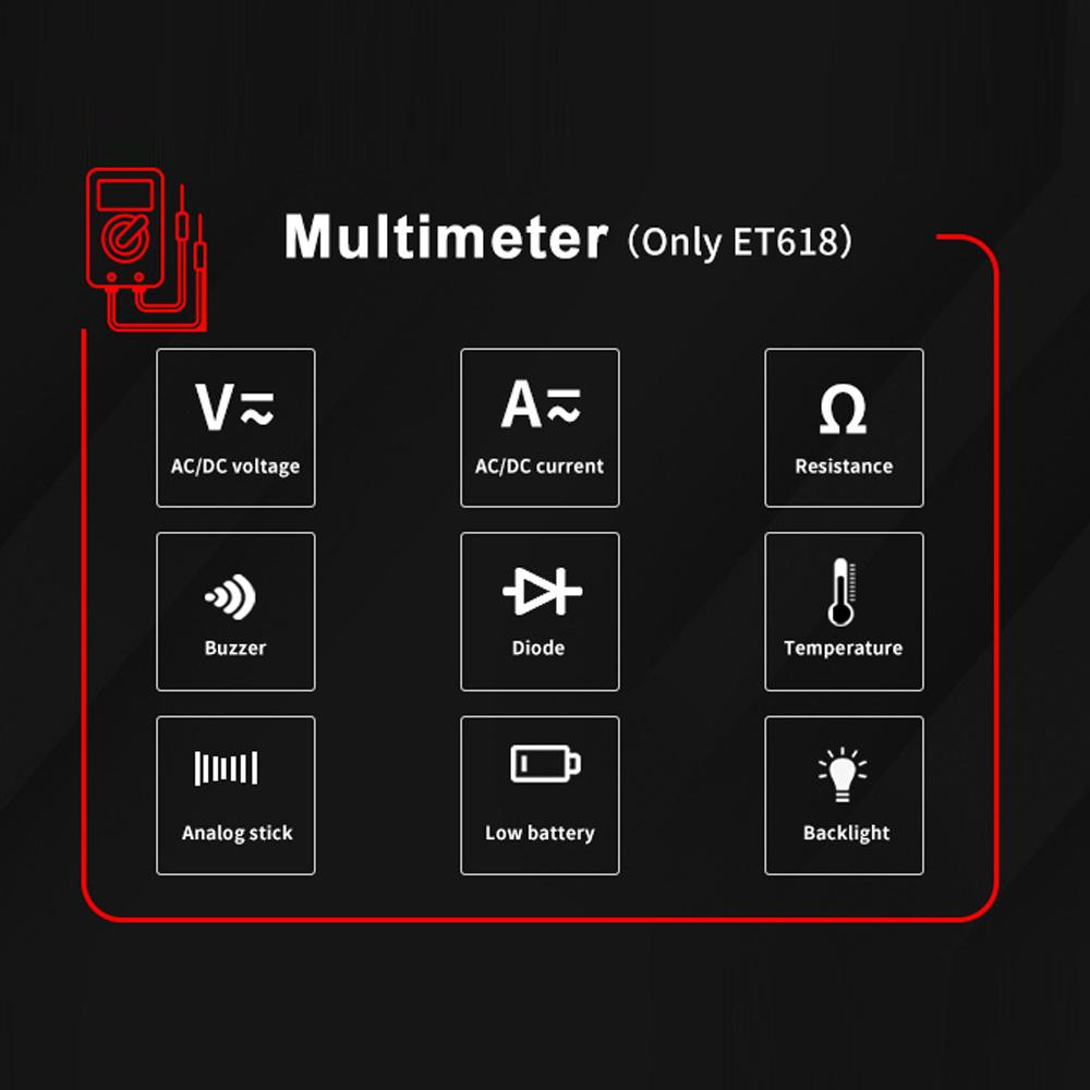 TOOLTOP ET618 Handheld Portable Cable Tester with LCD Display Analogs Digital Search POE Test Cable Pairing Sensitivity
