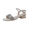 2025 Summer New One-word Buckle with Thick Heel Open-toed Sandals Actress Crystal Heel Round Heel Temperament High Heels