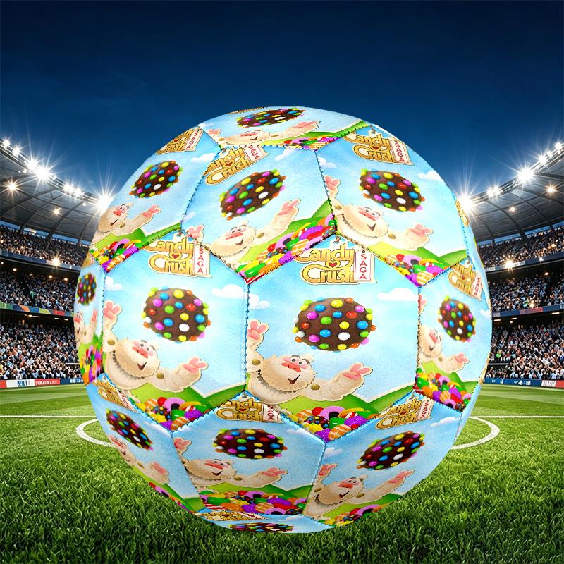 Candy Crush Saga Print Size 5 Soccer Ball, PU Wear Resistant Football for Match Training and Daily Practice, Birthday Gift for Soccer Fans