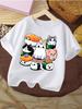 Children T Shirt Adorable Kawaii Cats With Sushi Creative Food Pet Illustration Print Short Sleeve Soft Cotton Kids Daily Outfit
