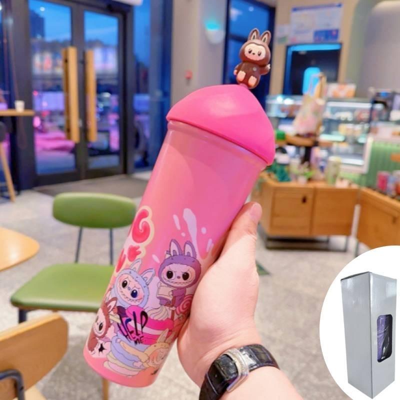 

Crybaby Theme 750ml Stainless Steel Straw Thermos Cup Cartoon Pattern Pink