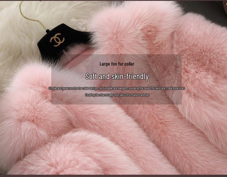 2025 European Women's Faux Fox Fur Patchwork Coat - Short, In Stock