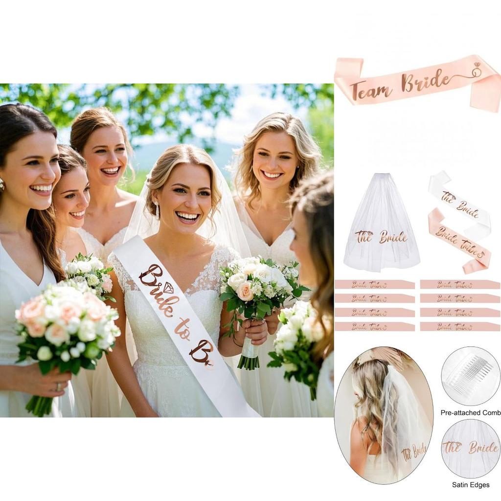 Sada svatebního závoje a čelenky pro nevěstu z látkového materiálu pro svatební párty a jako dárkové nápady