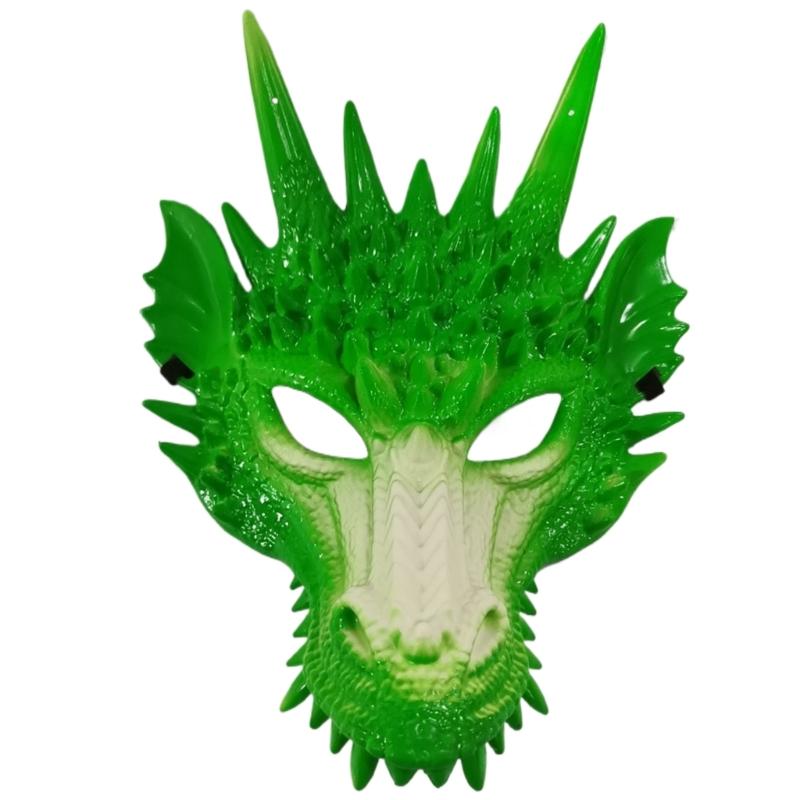 

Маска Дракона для Детей Взрослых Фестивальная Вечеринка, Маска Косплея Дракона на Хэллоуин Маска Головы Дракона Костюм Дракона на Хэллоуин зелёный/белый