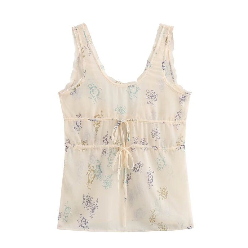 

Fashion Style 2024 Autumn New Women s Clothing Bowknot Decoration Print Tops Mid Waist Skirt 9409032 Suspenders L