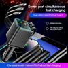 7-IN-1 Car Charger Retractable Type C Cable Fast Charge Cigarette Lighter Adapter Type C USB Charger For IPhone Huawei Samsung