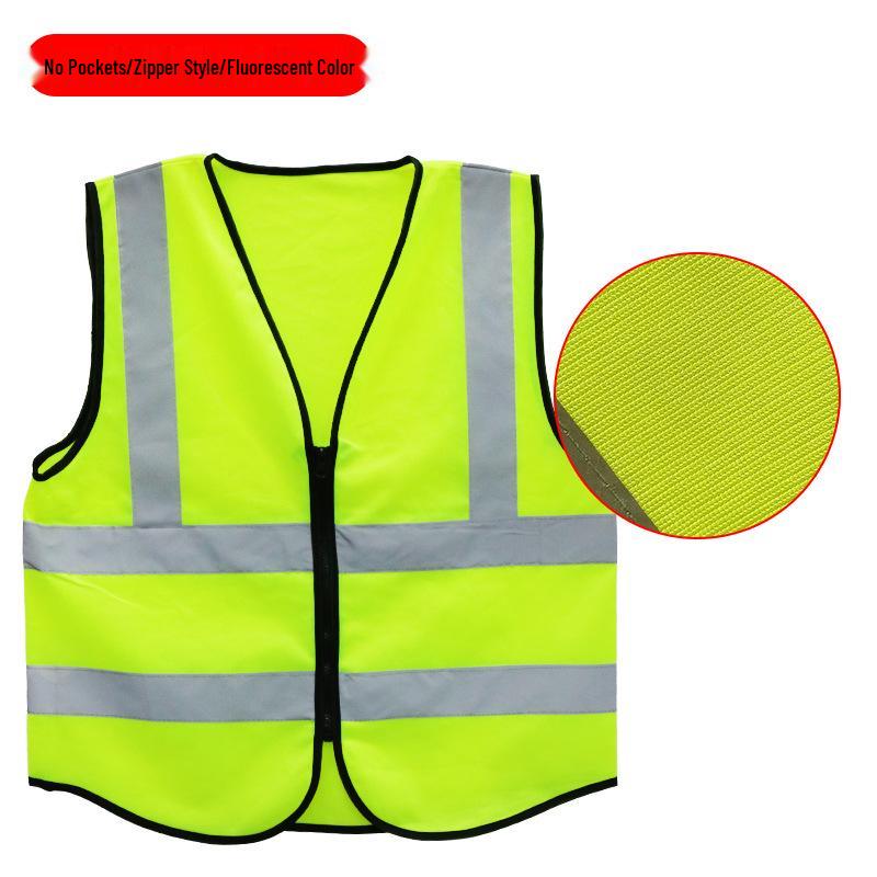 Reflekterande säkerhetsväst för trafik, byggarbetsplatser och trädgårdsarbete - Fluorescerande grön, Anpassningsbar. 