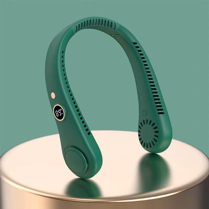 Silent Digital Neck Fan: Leafless, USB Rechargeable, Multi-Speed, Compact Design for Outdoor Sports